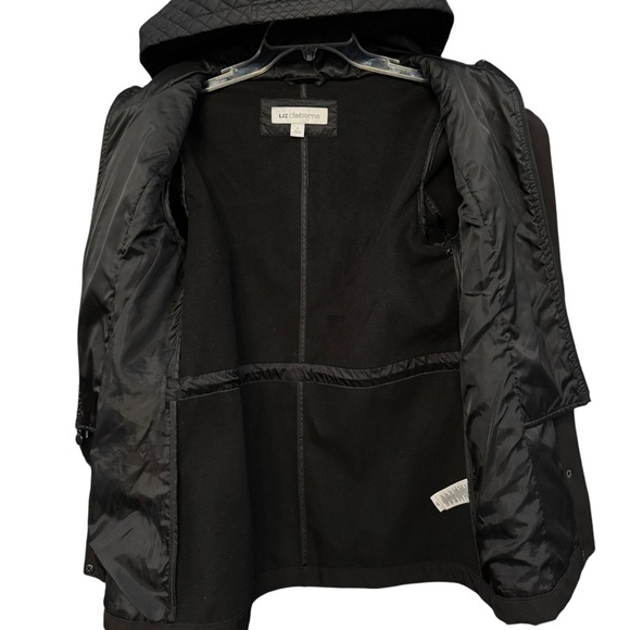 Liz Claiborne Black Quilted Hood Jacket Coat Removable Liner Women’s Small - Picture 4 of 8